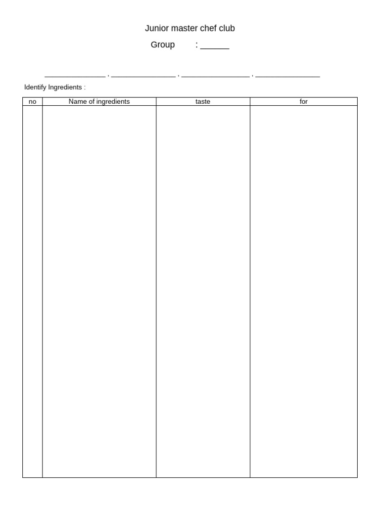 Junior Master Chef Club | PDF