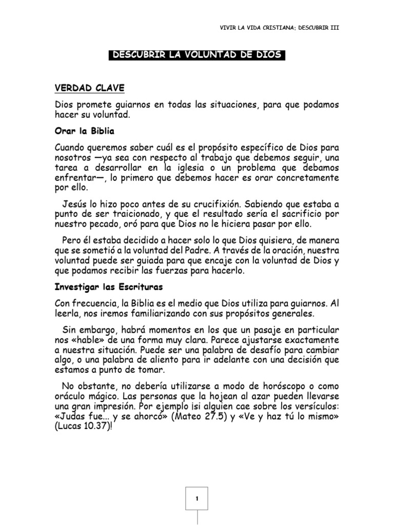 Cómo Descubrir la Voluntad de Dios | PDF | Oración | Parábolas de Jesús