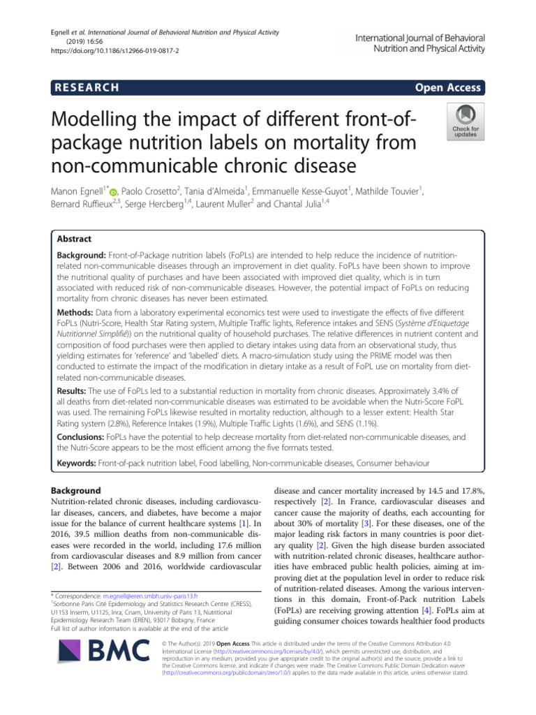 Impact of Nutrition Labels on Chronic Disease Mortality | PDF | Diet ...
