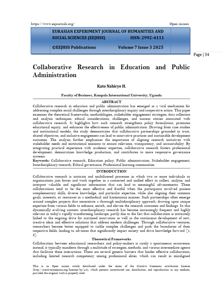 Collaborative Research in Education & Governance | PDF | Collaboration ...