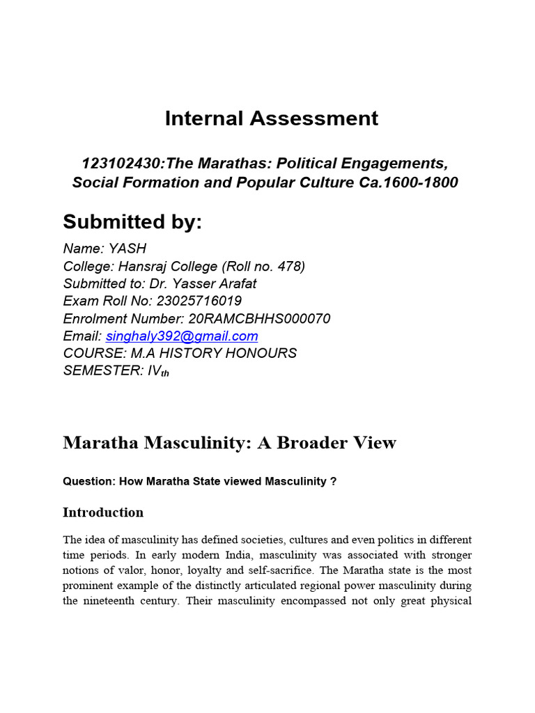 Maratha Assignment - Yash | PDF | Courage | Masculinity
