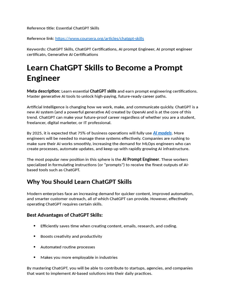 Mastering ChatGPT for Prompt Engineering | PDF | Artificial ...