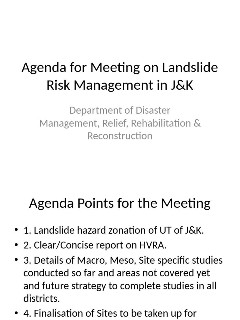 JandK Landslide Risk Management Agenda | PDF