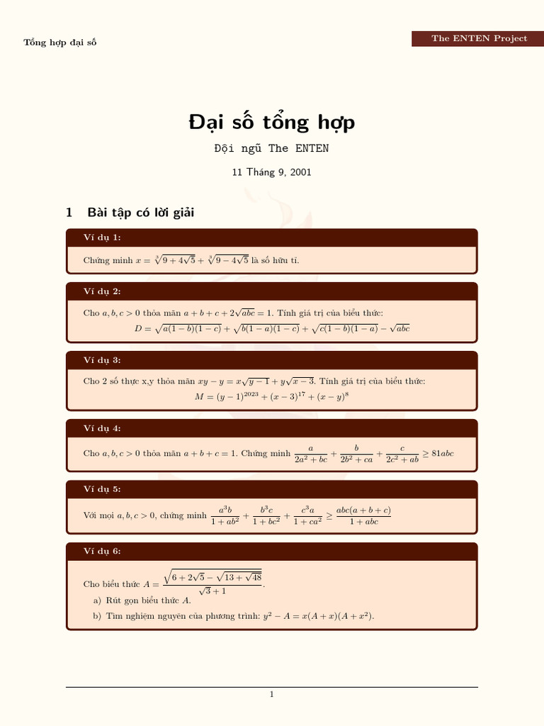ENTEN - Đại số tổng hợp | PDF