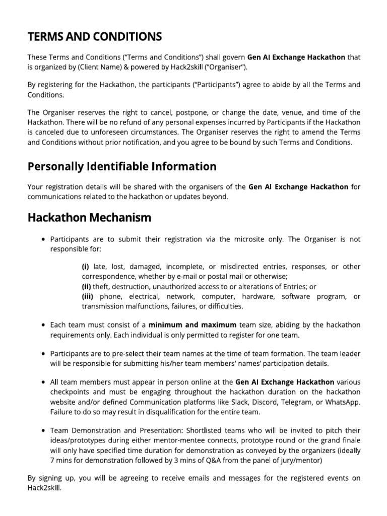 GenAI Hackathon Terms - Con | PDF