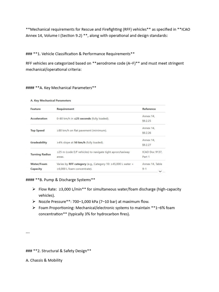 RFF Vehicle Mechanical Standards Guide | PDF | Pump | Firefighting