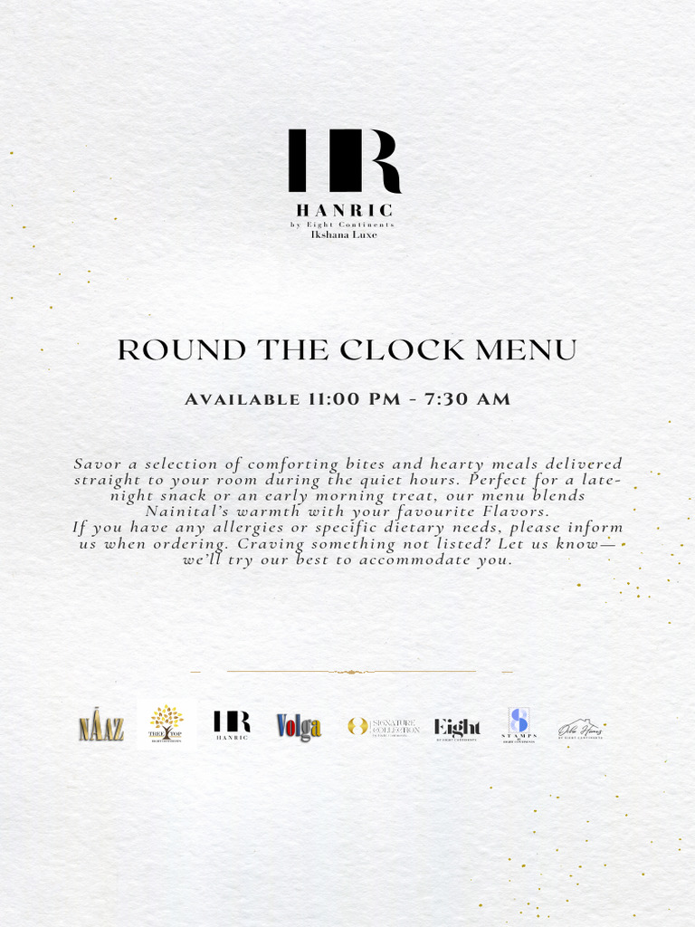 HANRIC Round The Clock Menu FINAL | PDF | Curry | Hamburgers