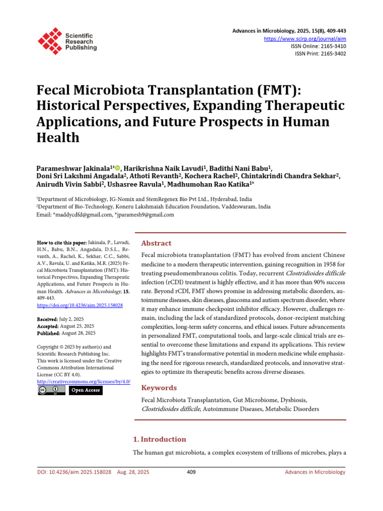 Fecal Microbiota Transplantation Review | PDF | Multiple Sclerosis ...