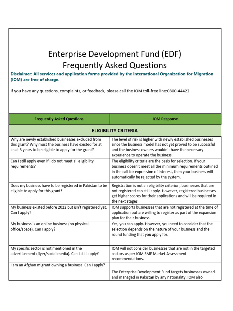 EDF Grant FAQs for Business Applicants | PDF | Business | Economies
