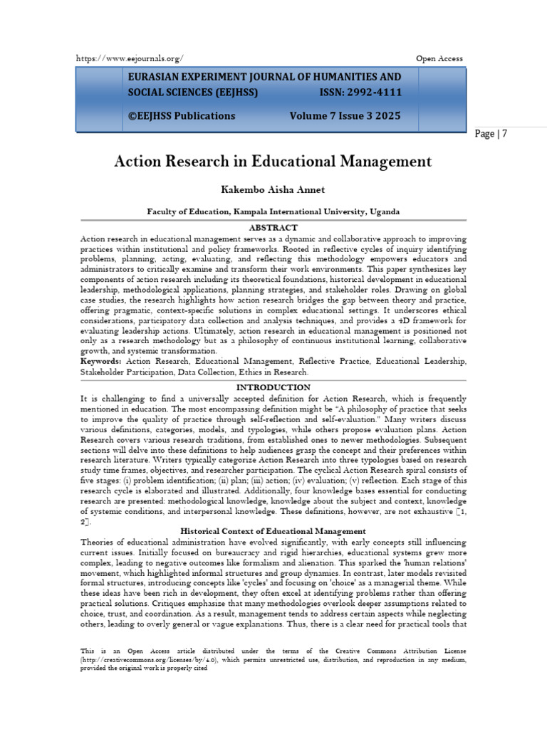 Action Research in Educational Management | PDF | Methodology | Action ...