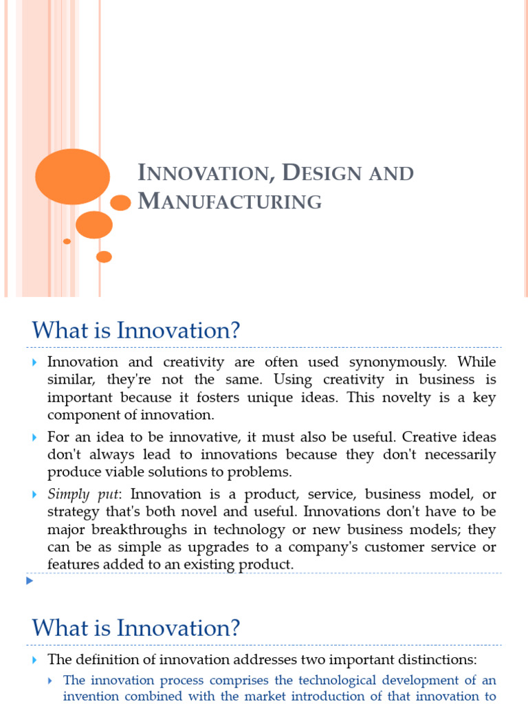 Innovation Design and Manufacturing - Shared With Student | PDF ...