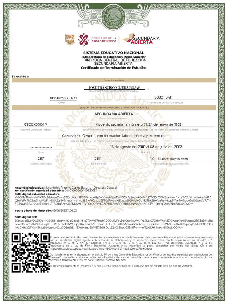 Certificado de Bachillerato Abierto | PDF | México | Control de acceso