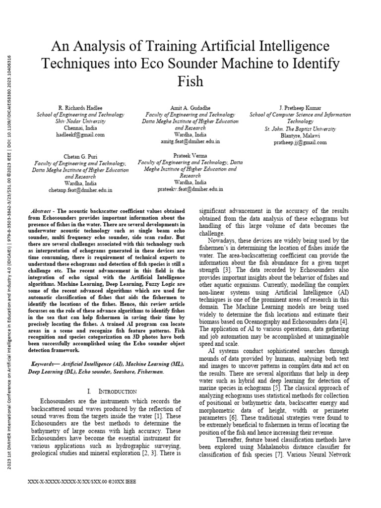 AI Techniques for Fish Detection in Echograms | PDF | Artificial ...