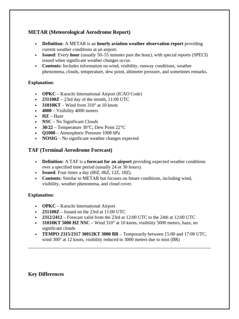 Understanding METAR Reports | PDF | Aviation