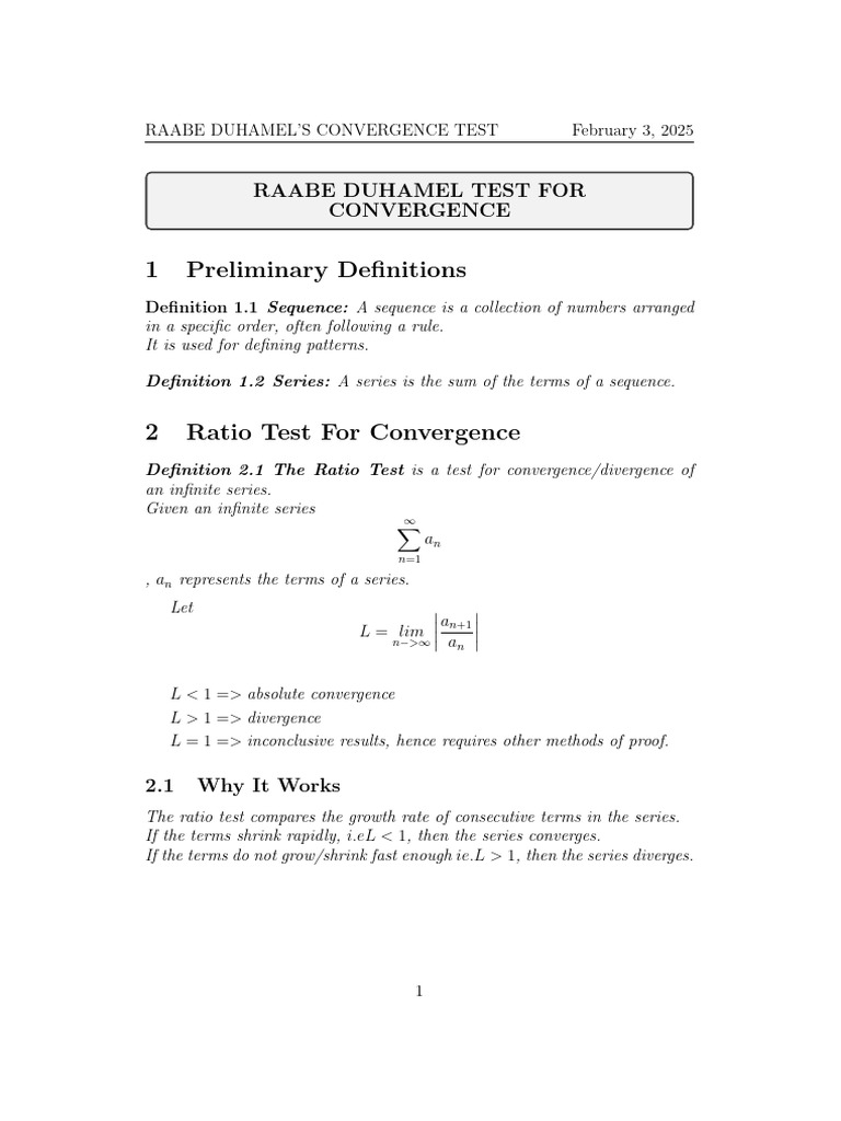 Raabe-Duhamel Test for Series Convergence | PDF | Series (Mathematics ...