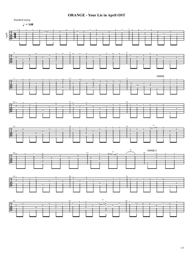 Orange - Your Lie in April Tabs | PDF | Songs