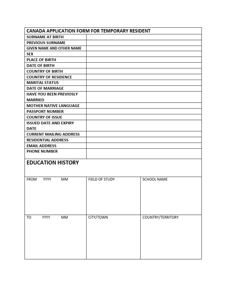 Canada Application Form For Client (1) 2 | PDF