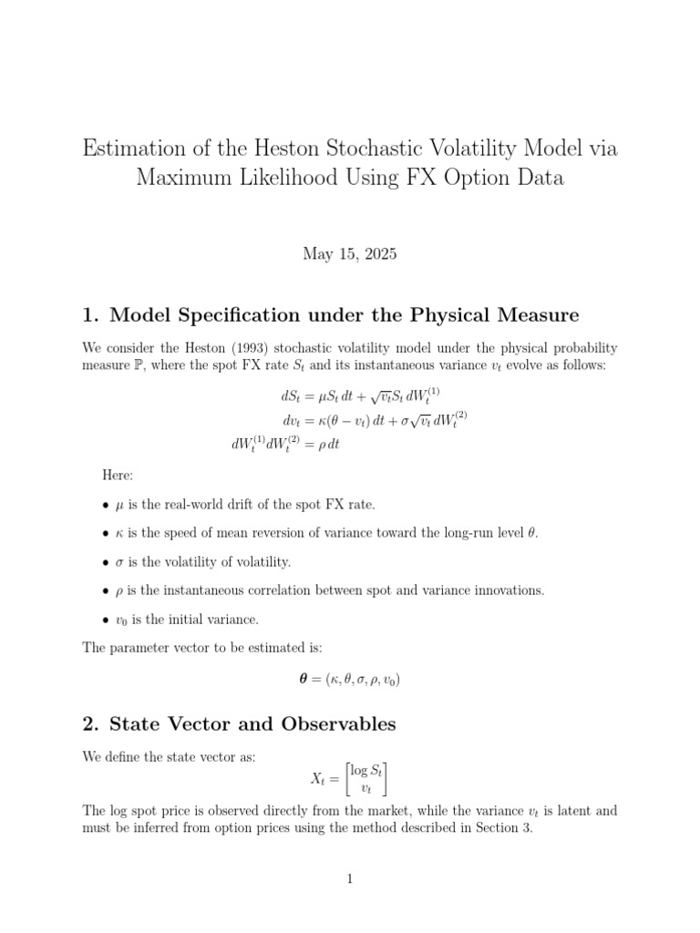 Heston Model Estimation Using FX Options | PDF | Volatility (Finance ...