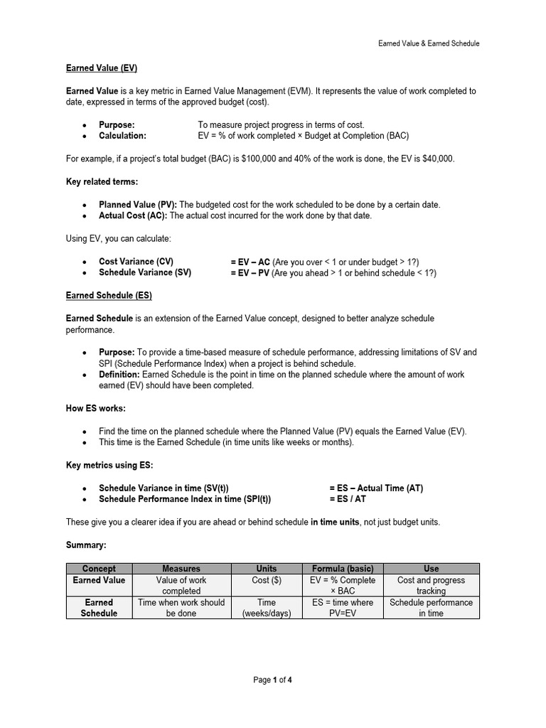 Earned Value and Schedule Analysis | PDF | Techniques | Procedural ...