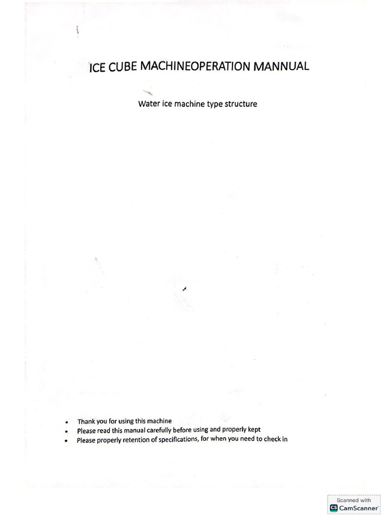 Ice Cube Machine Manual | PDF