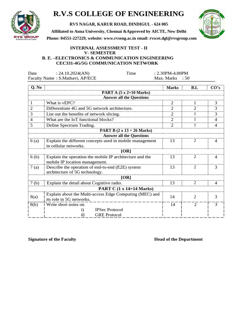 5G Communication Network Assessment | PDF | Network Protocols | Computing