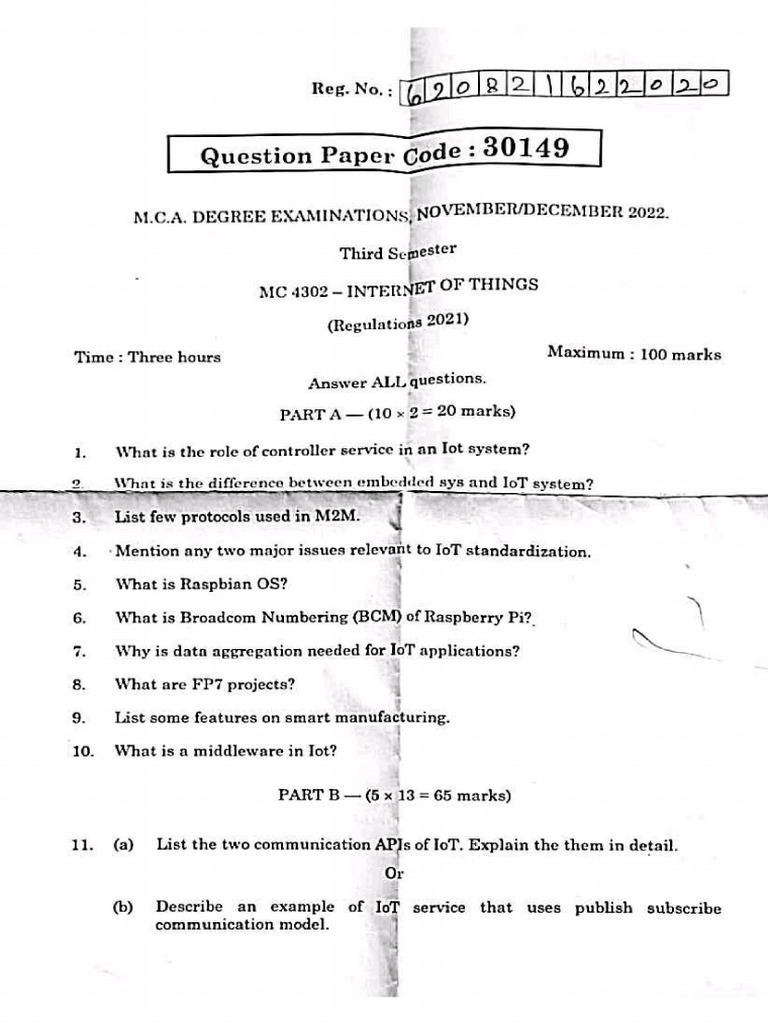 IoT Exam Questions and Topics 2022 | PDF | Internet Of Things | Computing