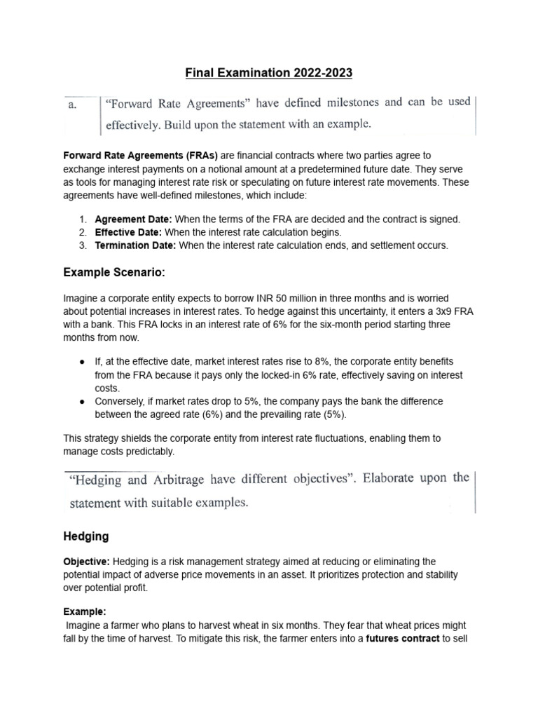 Understanding Forward Rate Agreements and Risk Management | PDF | Put ...