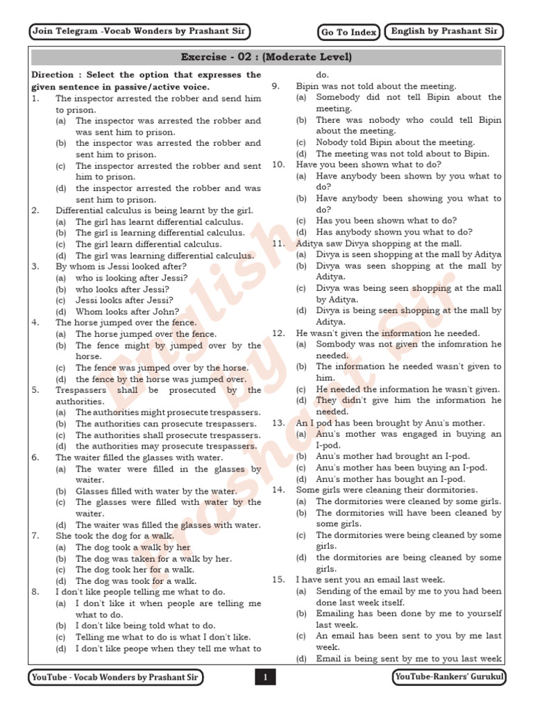 Active and Passive Voice Exercises | PDF