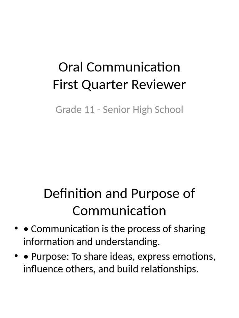 Grade 11 Oral Communication Review | PDF