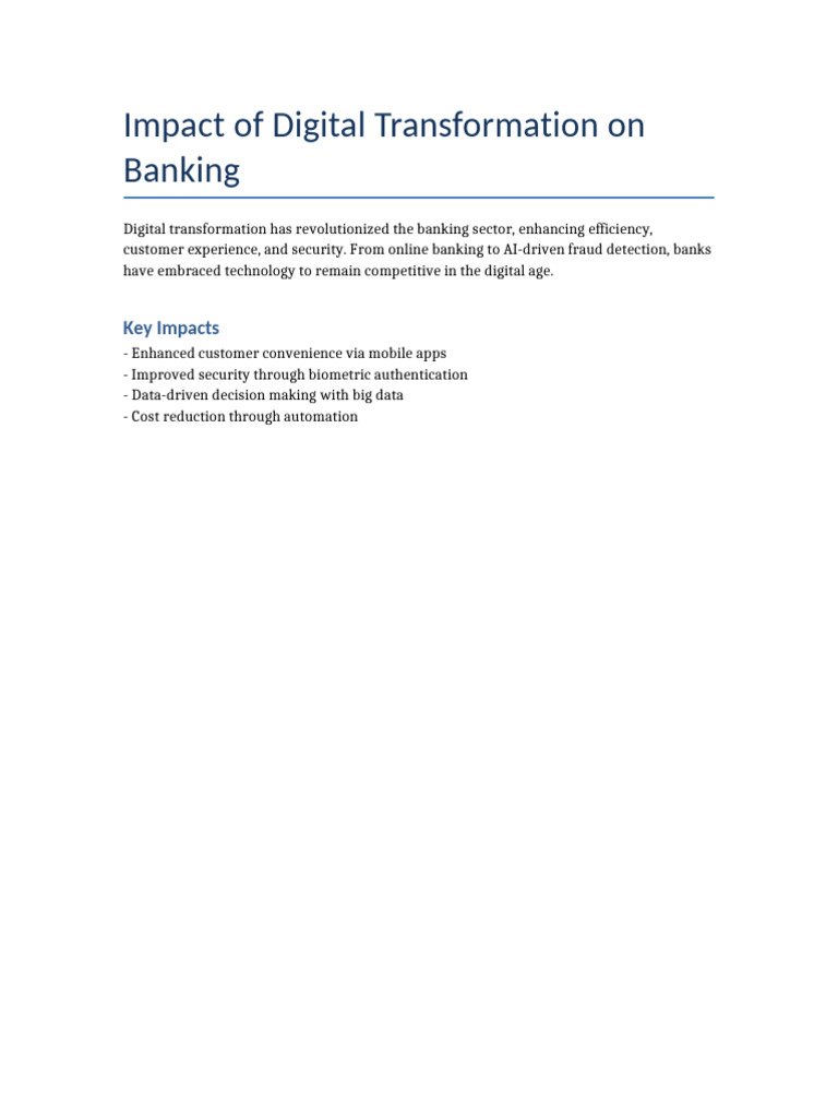 Digital Transformation in Banking Impact | PDF