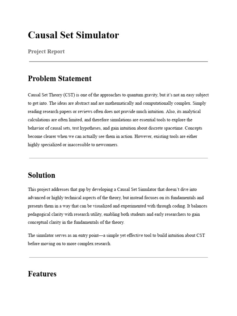 Causal Set Simulator Project Report | PDF | Applied Mathematics ...