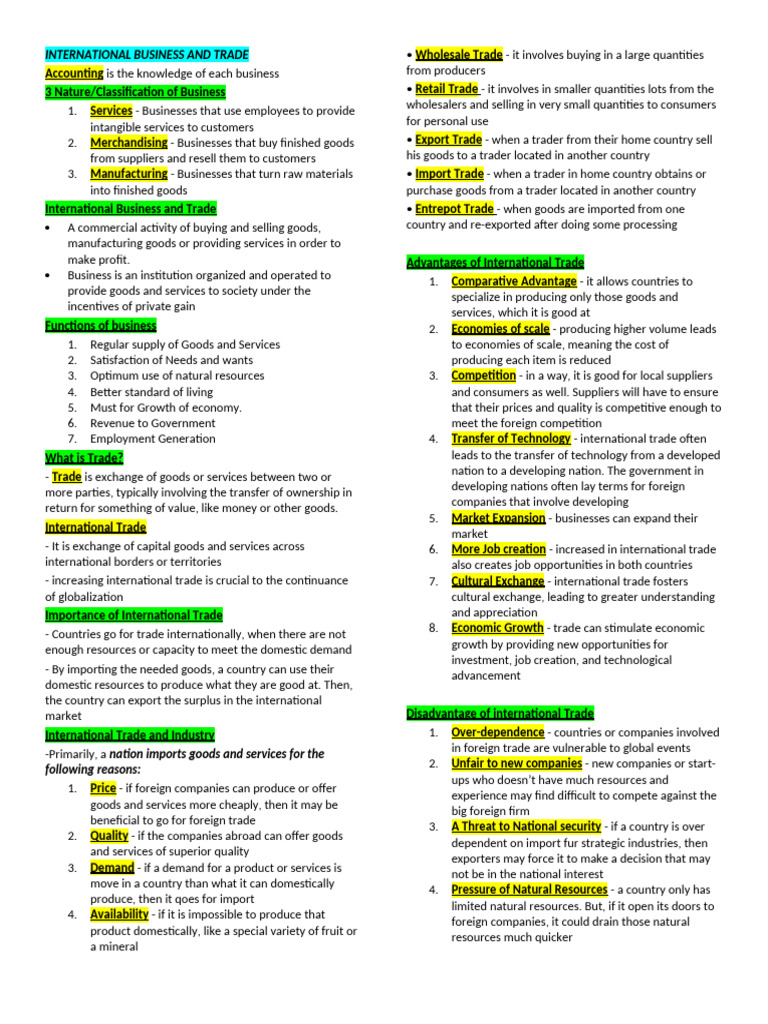 International Business and Trade Overview | PDF | Goods | International ...