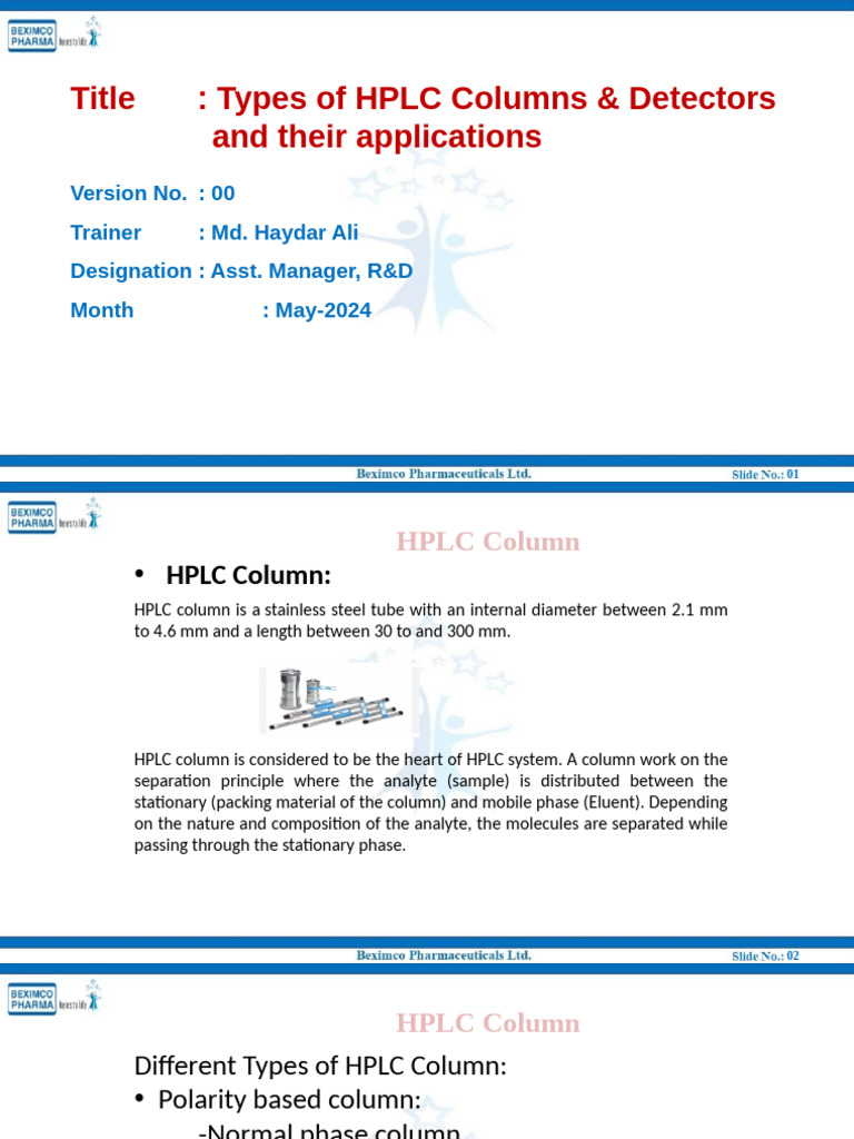 HPLC Columns and Detectors Overview | PDF | High Performance Liquid ...