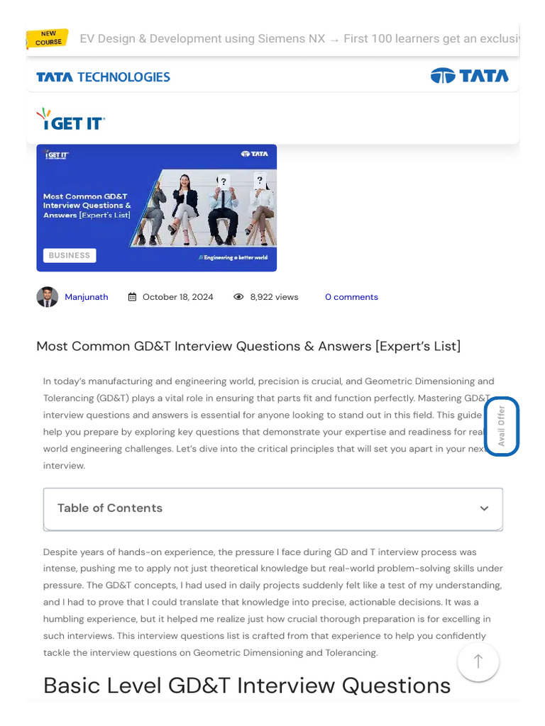 GD&T Interview Questions & Answers Guide | PDF