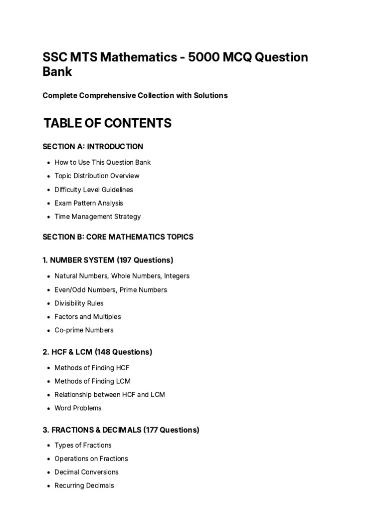 SSC Mts 5000 MCQ Bank | PDF | Area | Circle