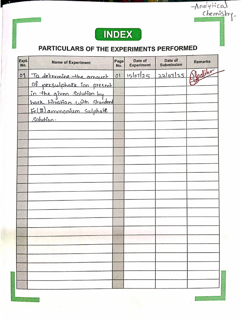 Analytical Practical | PDF