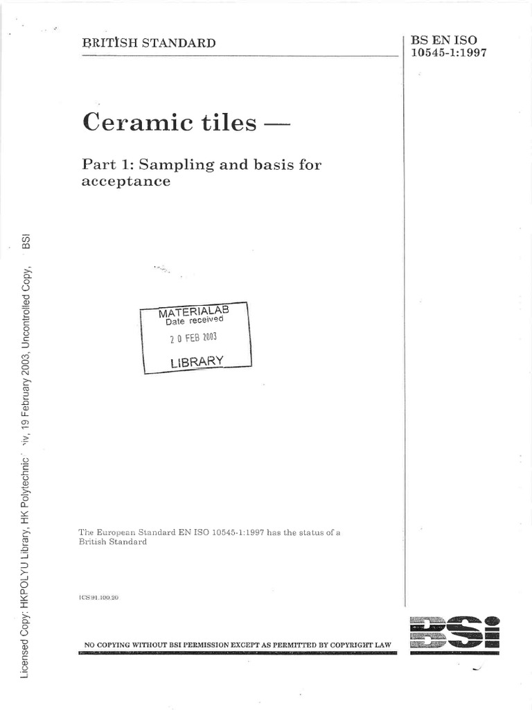 Bs en Iso 10545-Part 1 | PDF