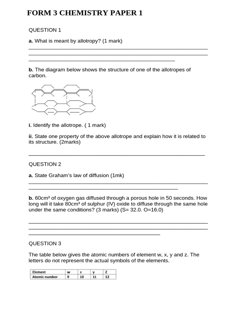 Chemistry Exam Questions and Answers | PDF | Chemical Compounds ...