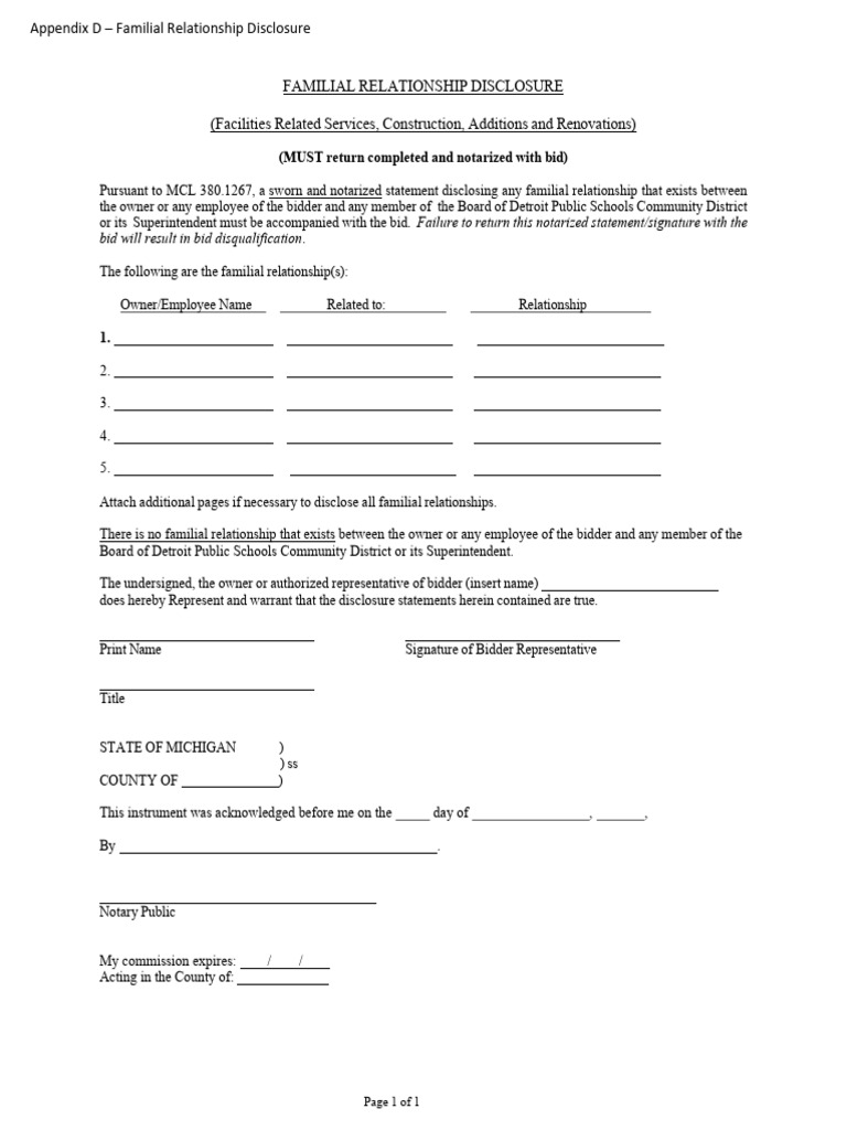 Familial Relationship Disclosure Form | PDF