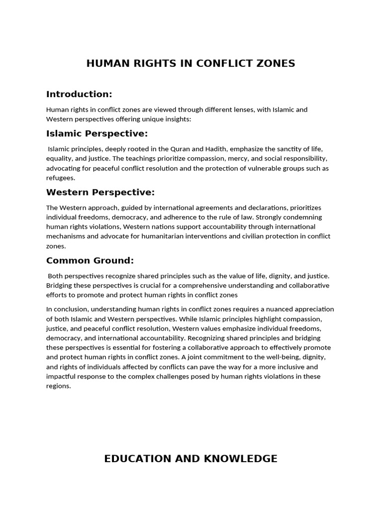 Human Rights Perspectives in Conflict Zones | PDF | Children's Rights ...