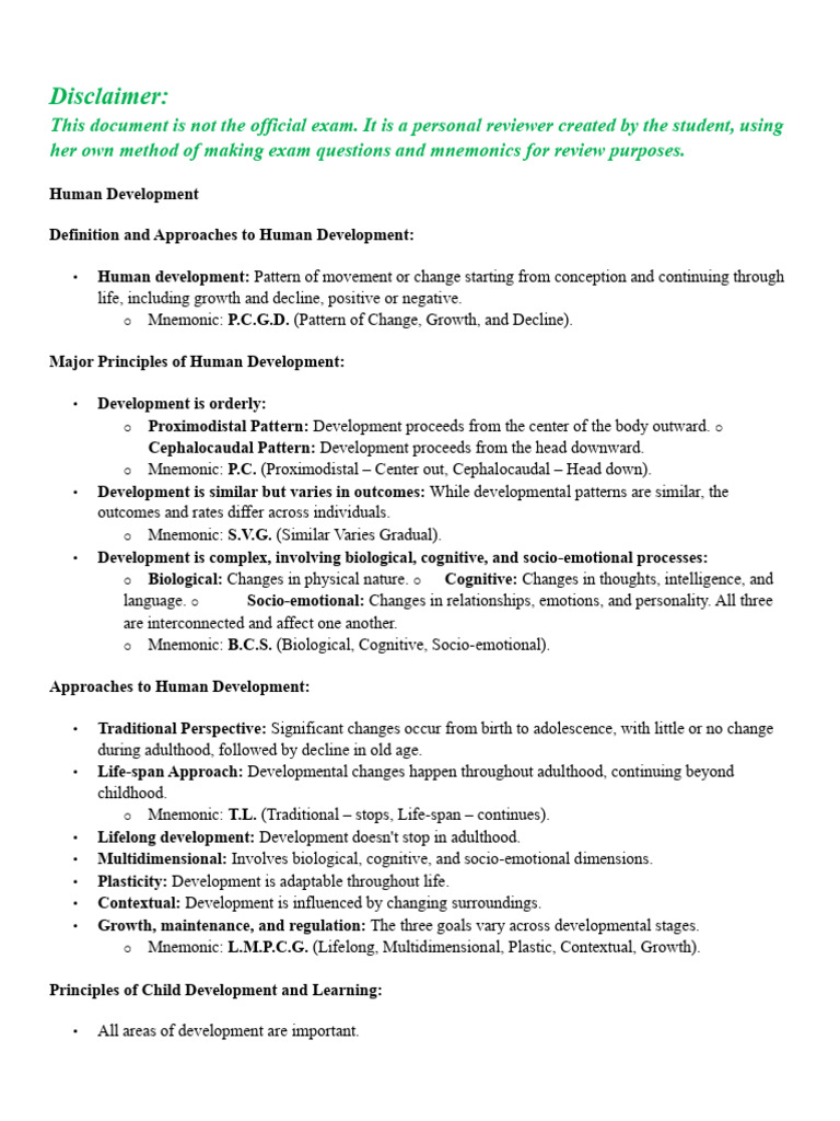 Human Development Review Guide | PDF | Developmental Psychology ...