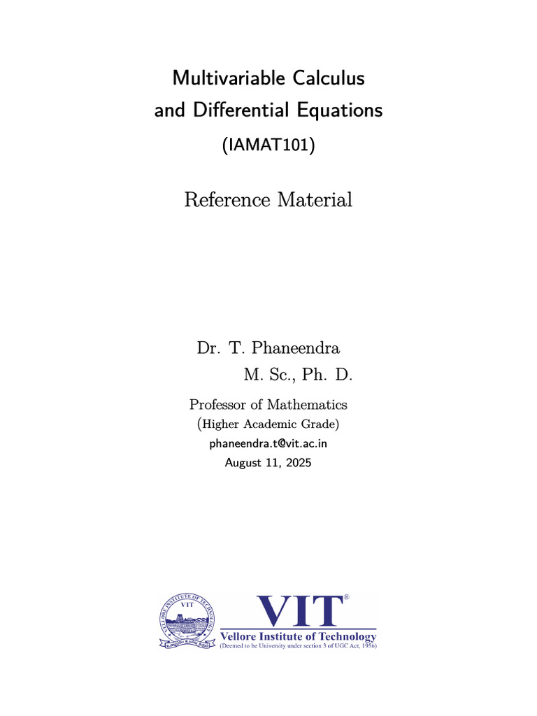 Multivariable Calculus & Differential Equations | PDF | Integral ...