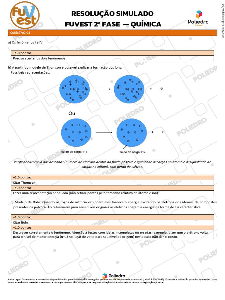 Resolução Simulado Química FUVEST 2025 | PDF | Mistura | Elétron