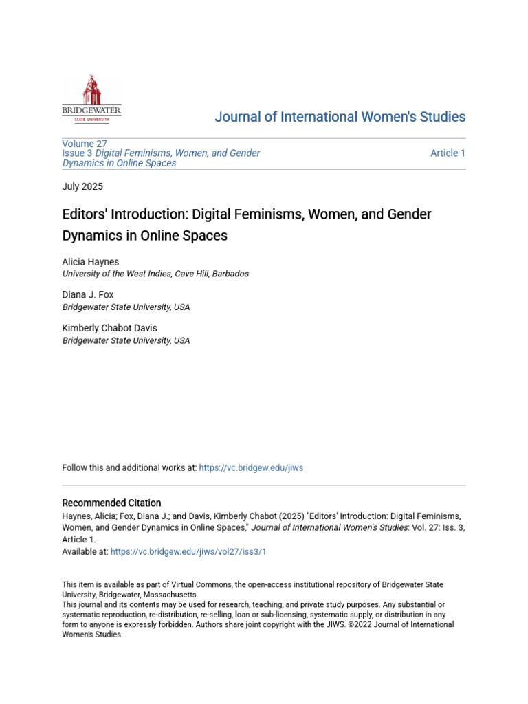 Digital Feminisms in Online Spaces | PDF | Feminism | Gender Studies