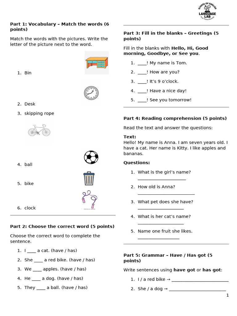 Vocabulary and Grammar Exercises for Kids | PDF | Chess | Chess Theory