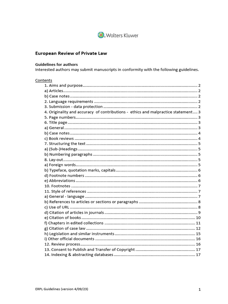 ERPL Author Submission Guidelines | PDF | Citation | Digital Object ...