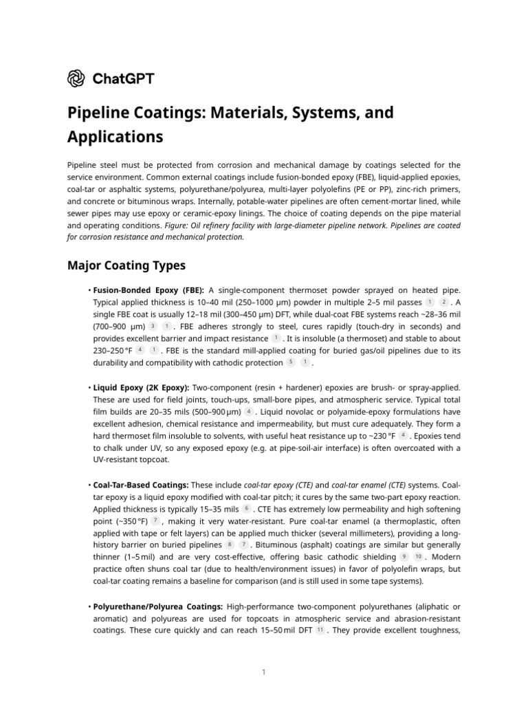 Pipeline Coatings - Materials, Systems, and Applications | PDF | Epoxy ...