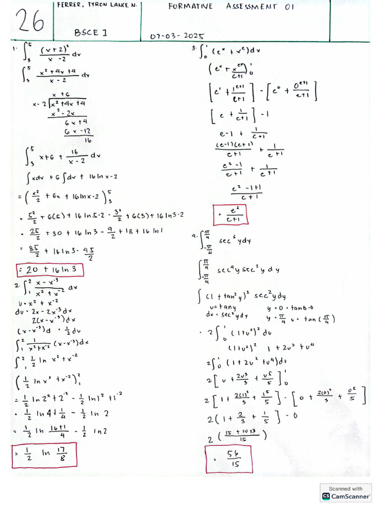 Integ-Formative Assessment 01 | PDF