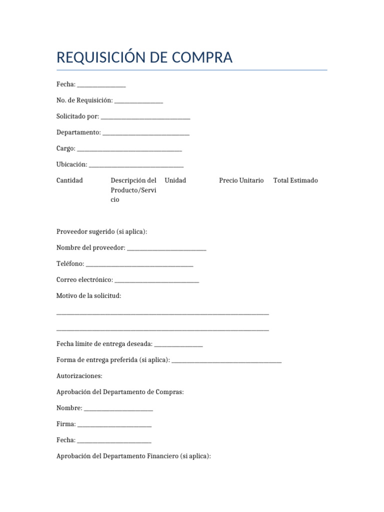 Formulario de Requisición de Compra | PDF