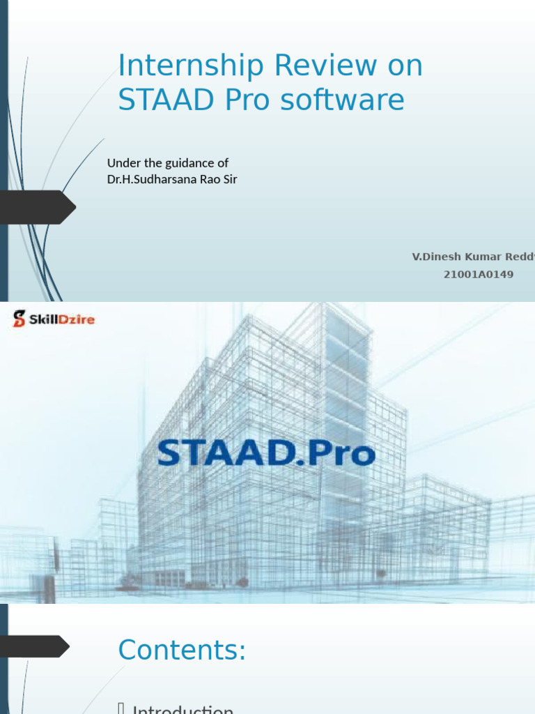 Internship Review On STAAD Pro Software: Under The Guidance of Dr.H ...
